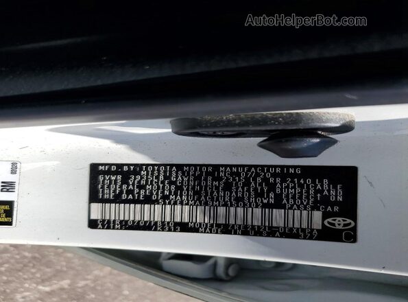 5YFEPMAE9MP150302 2021 TOYOTA COROLLA White ძრავის განყოფილების ხედი