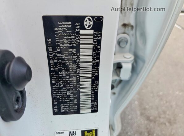 5YFEPMAE9NP329604 2022 TOYOTA COROLLA Белый Вид подкапотного пространства