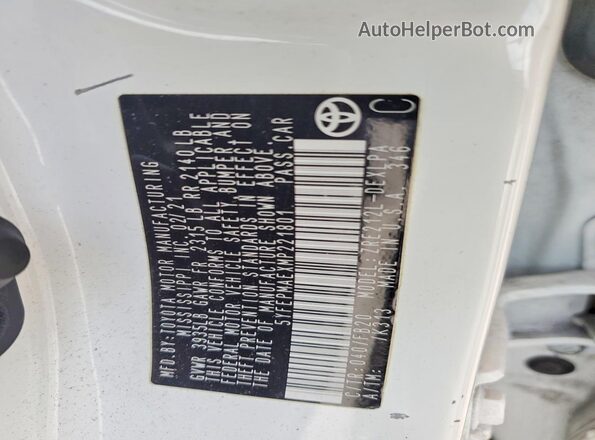 5YFEPMAEXMP221801 2021 TOYOTA COROLLA White Engine compartment view