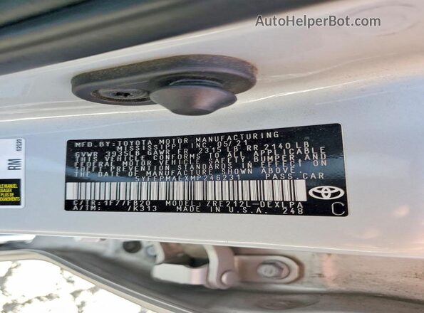 5YFEPMAEXMP246231 2021 TOYOTA COROLLA Silver Շարժիչի բաժամունքի տեսք