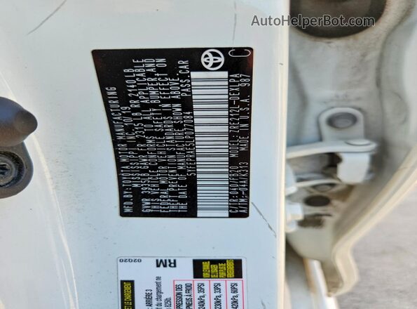 5YFEPRAE5LP077084 2020 TOYOTA COROLLA White Vista del compartimento del motor