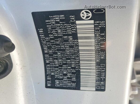 5YFEPRAE5LP097366 2020 TOYOTA COROLLA Silver Вид підкапотного простору