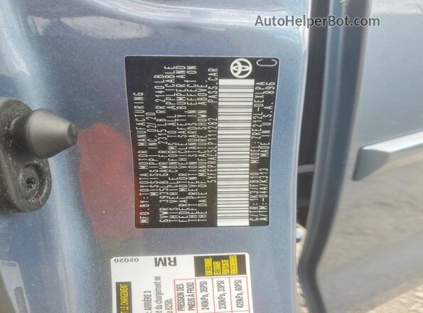 5YFEPRAE5LP111282 2020 TOYOTA COROLLA Blue Вид підкапотного простору