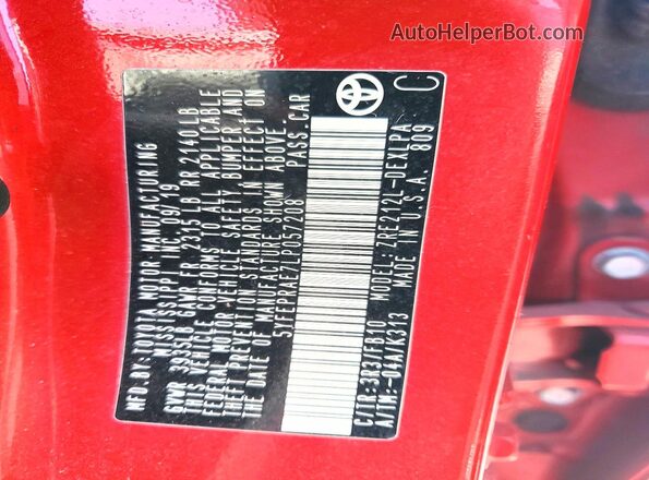 5YFEPRAE7LP057208 2020 TOYOTA COROLLA Red Vista del compartimento del motor