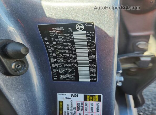 5YFEPRAE7LP119755 2020 TOYOTA COROLLA Gray Вид наклейки з VIN-кодом