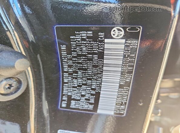 5YFEPRAE8LP034083 2020 TOYOTA COROLLA Black Widok naklejki z numerem VIN