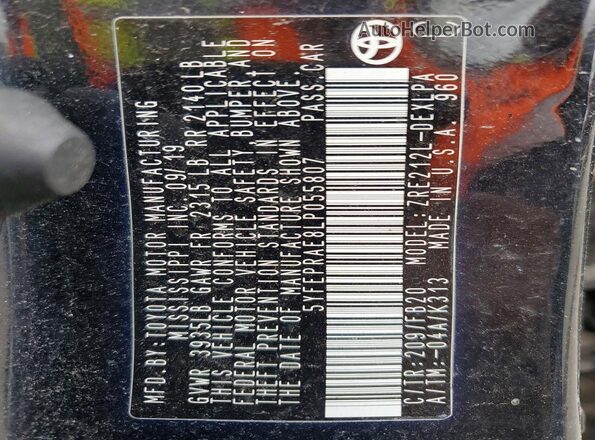5YFEPRAE8LP055807 2020 TOYOTA COROLLA Black Vista del compartimento del motor