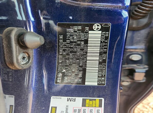 5YFEPRAEXLP108815 2020 TOYOTA COROLLA Blue Widok naklejki z numerem VIN