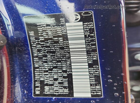 5YFFPMAE1NP367350 2022 TOYOTA COROLLA Blue 