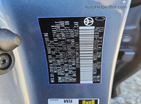 5YFHPMAE3MP149241 2021 TOYOTA COROLLA Синий Вид подкапотного пространства