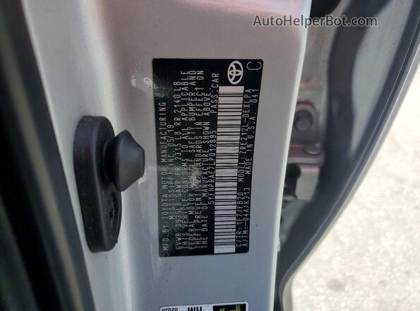 5YFHPRAE7LP012895 2020 TOYOTA COROLLA Silver Vista del compartimento del motor