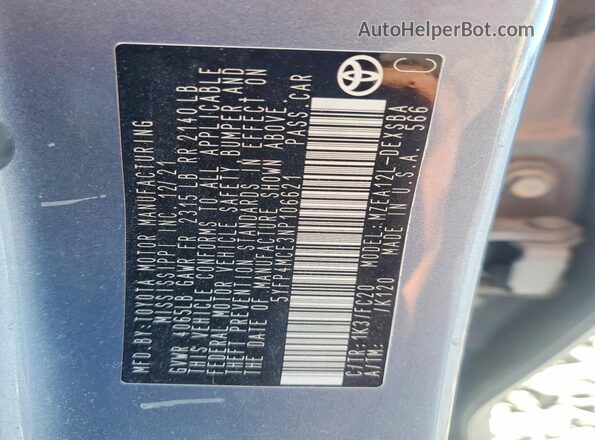 5YFP4MCE3NP106621 2022 TOYOTA COROLLA Синий Вид подкапотного пространства
