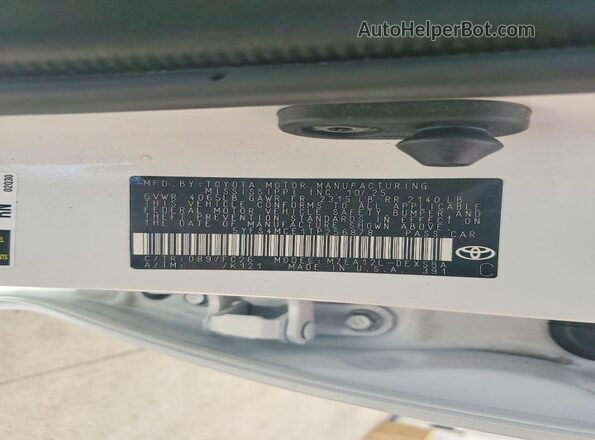 5YFS4MCE1TP256878 2026 TOYOTA COROLLA White Vista de la etiqueta del VIN