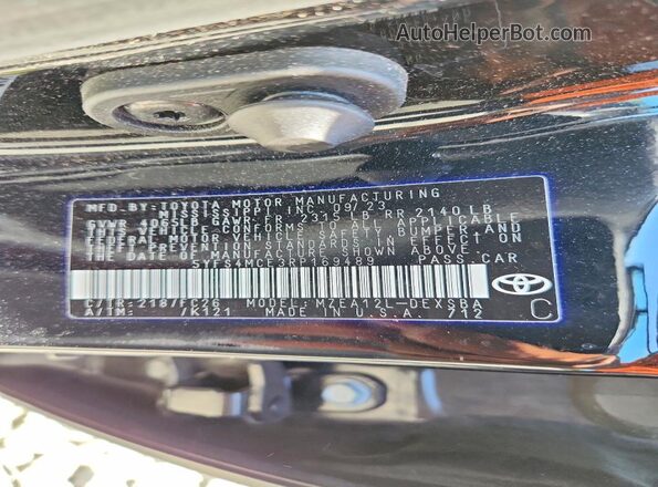 5YFS4MCE3RP169489 2024 TOYOTA COROLLA Black Vista de la etiqueta del VIN