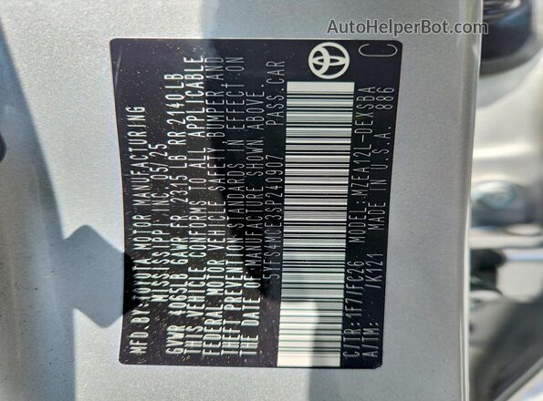 5YFS4MCE3SP240907 2025 TOYOTA COROLLA Silver Vista del compartimento del motor