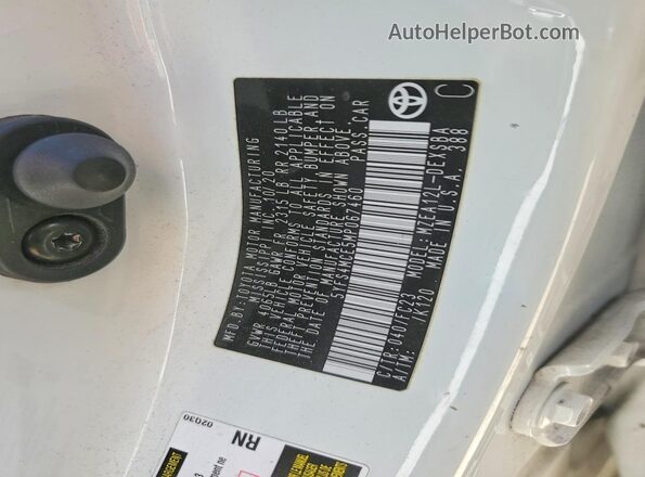 5YFS4MCE5MP067460 2021 TOYOTA COROLLA White Vista del compartimento del motor