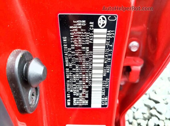 5YFS4MCE7MP076130 2021 TOYOTA COROLLA Red Widok komory silnika