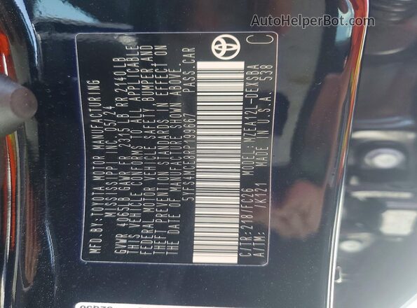 5YFS4MCE8RP199667 2024 TOYOTA COROLLA Black VIN კოდის სტიკერის ხედი