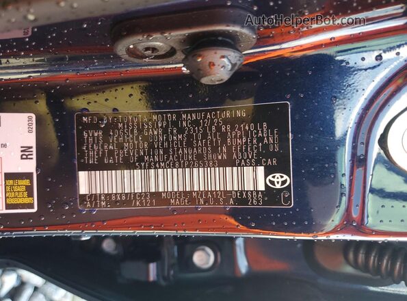 5YFS4MCE8TP265383 2026 TOYOTA COROLLA Blue Engine compartment view
