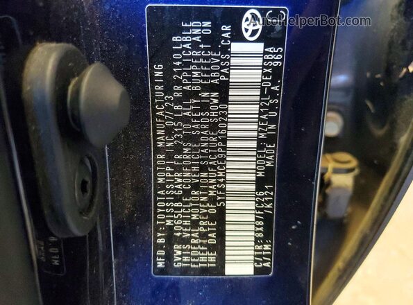 5YFS4MCE9PP160230 2023 TOYOTA COROLLA Синий Вид подкапотного пространства