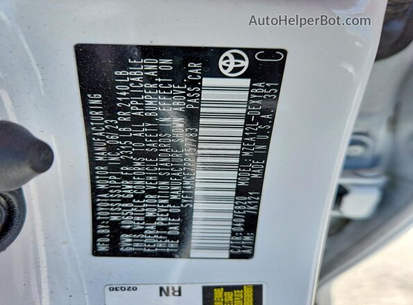5YFT4MCE7PP157783 2023 TOYOTA COROLLA White Engine compartment view