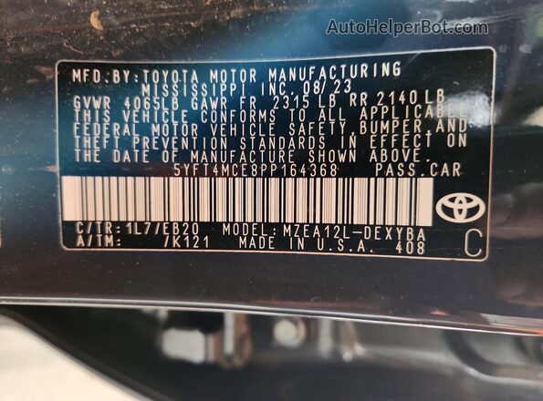 5YFT4MCE8PP164368 2023 TOYOTA COROLLA Gray Engine compartment view
