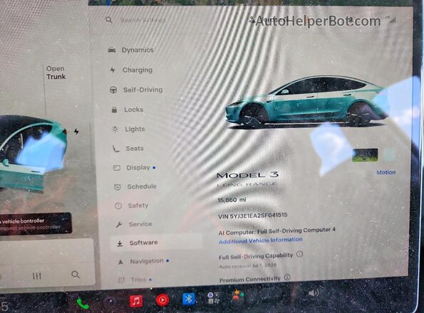 5YJ3E1EA2SF041515 2025 TESLA MODEL Black Սարքավորումների վահանակի տեսք