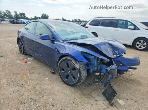 5YJ3E1EA4MF867026 2021 TESLA MODEL Синий Передняя правая четверть