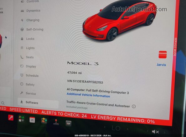 5YJ3E1EA4PF582153 2023 TESLA MODEL 3 Red Widok tylnych siedzeń
