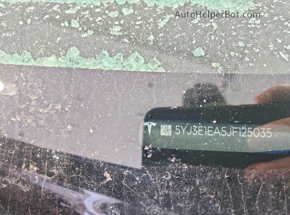 5YJ3E1EA5JF125035 2018 TESLA MODEL Blue VIN კოდის სტიკერის ხედი