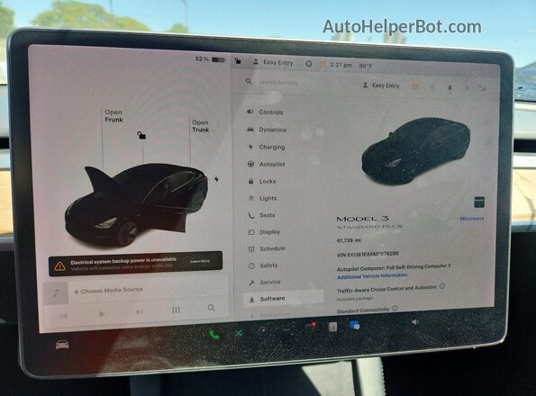 5YJ3E1EA5MF976286 2021 TESLA MODEL Белый Вид щитка приборов