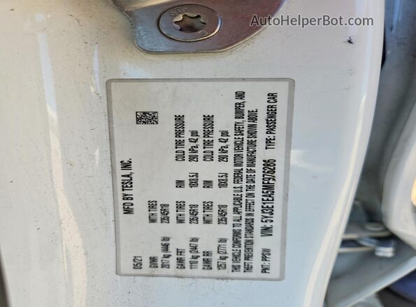 5YJ3E1EA5MF976286 2021 TESLA MODEL Белый Вид подкапотного пространства