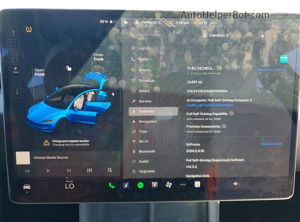 5YJ3E1EA5SF003504 2025 TESLA MODEL Blue Widok zestawu wskaźników