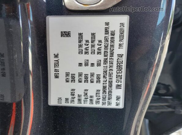 5YJ3E1EA6RF827148 2024 TESLA MODEL Gray ძრავის განყოფილების ხედი