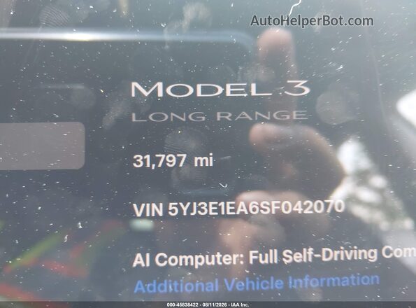 5YJ3E1EA6SF042070 2025 TESLA MODEL 3 Black 