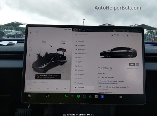 5YJ3E1EA7SF905331 2025 TESLA MODEL 3 Gray Vista de los asientos traseros