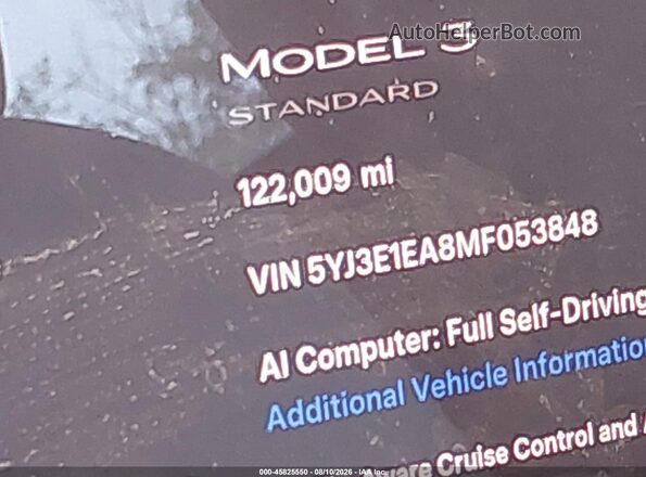 5YJ3E1EA8MF053848 2021 TESLA MODEL 3 White Vista interior de 360 grados