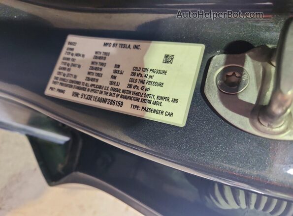 5YJ3E1EA8NF286159 2022 TESLA MODEL Угольный Вид подкапотного пространства
