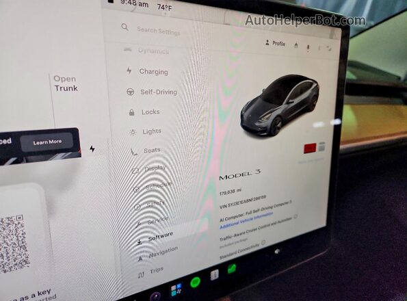 5YJ3E1EA8NF286159 2022 TESLA MODEL Угольный Вид щитка приборов