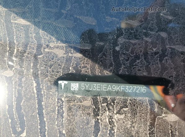 5YJ3E1EA9KF327216 2019 TESLA MODEL Blue ძრავის განყოფილების ხედი