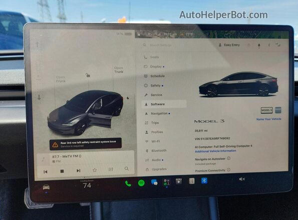 5YJ3E1EA9RF749092 2024 TESLA MODEL Gray Vista del cuadro de instrumentos