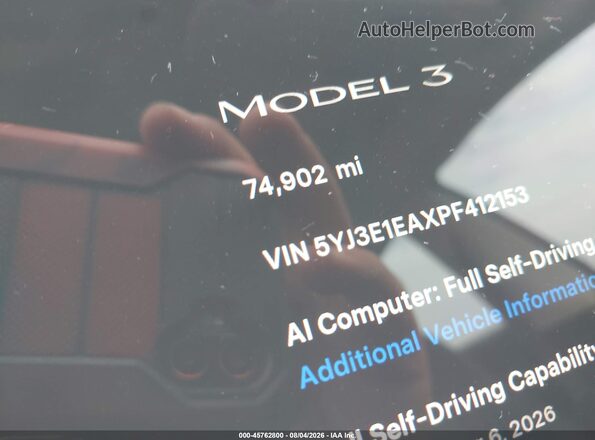 5YJ3E1EAXPF412153 2023 TESLA MODEL 3 Серый 