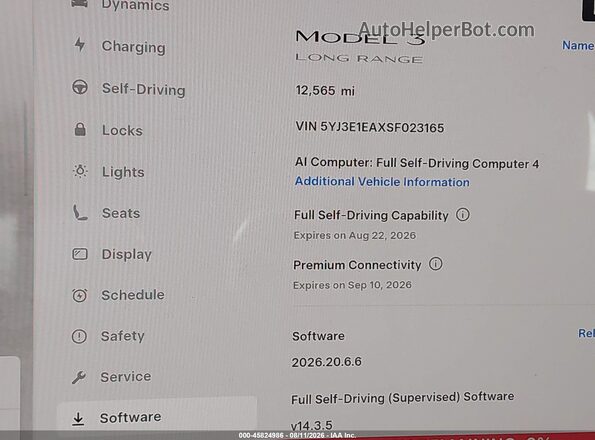 5YJ3E1EAXSF023165 2025 TESLA MODEL 3 Gray 