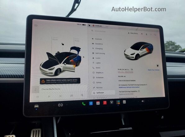 5YJ3E1EB0JF106594 2018 TESLA MODEL White Vista del cuadro de instrumentos