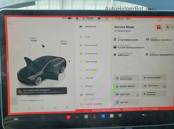 5YJ3E1EB0NF291056 2022 TESLA MODEL Black Widok zestawu wskaźników