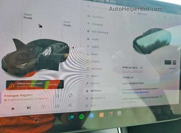 5YJ3E1EB1JF171082 2018 TESLA MODEL Black Vista del cuadro de instrumentos