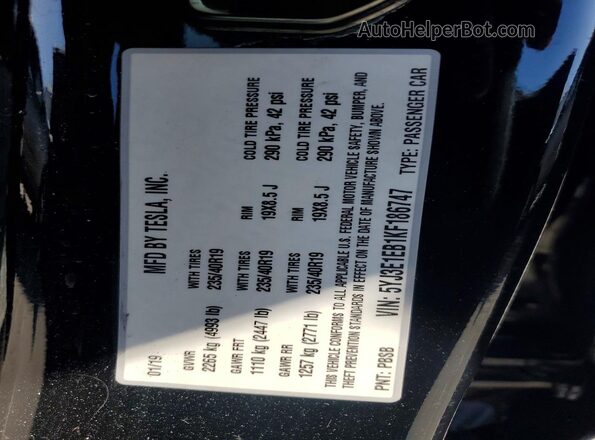 5YJ3E1EB1KF186747 2019 TESLA MODEL Black Engine compartment view