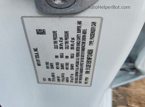 5YJ3E1EB1NF124656 2022 TESLA MODEL White VIN կոդի պիտակի տեսք