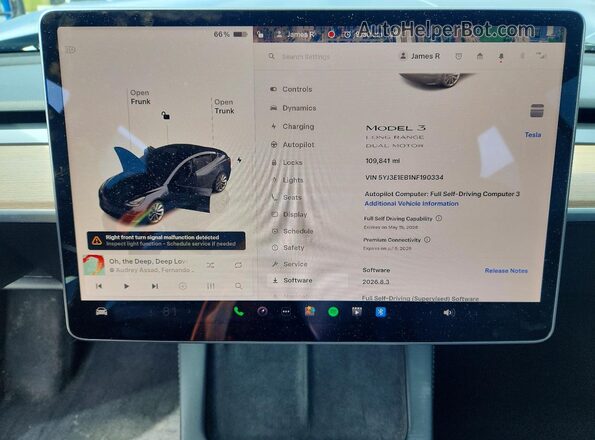 5YJ3E1EB1NF190334 2022 TESLA MODEL Серый Вид щитка приборов