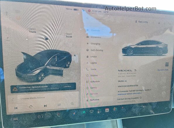 5YJ3E1EB1RF814705 2024 TESLA MODEL Gray Вид щитка приладів